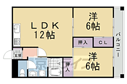 プリメール桂 2LDKの間取図画像