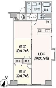 間取り：東南角部屋・売主負担で2SLDKへ間取り変更可能