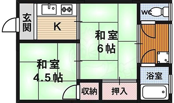 藤栄荘 ｜京都府京都市西京区樫原久保町(賃貸アパート2DK・2階・33.00㎡)の写真 その2