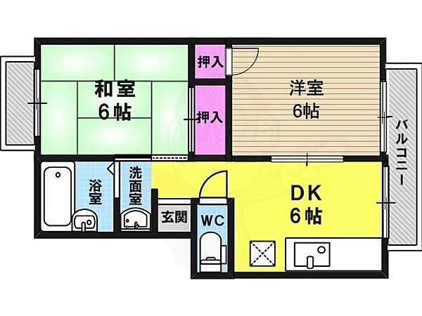 京都府京都市西京区山田平尾町(賃貸アパート2DK・2階・37.80㎡)の写真 その2