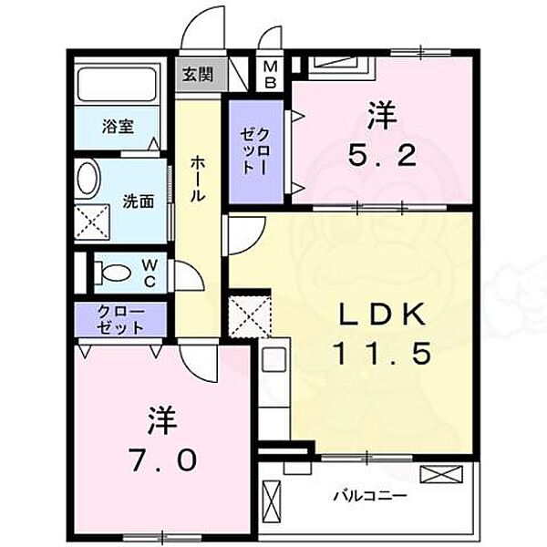 プレッソ・ロート2 ｜京都府京都市伏見区羽束師鴨川町(賃貸アパート2LDK・3階・57.15㎡)の写真 その2