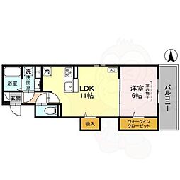 （仮称）D-room西京極殿田町PJ C棟 2階1LDKの間取り