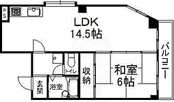 プリムローズ嵯峨 1LDKの間取図画像