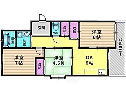 第2藤田マンション 3DKの間取図画像