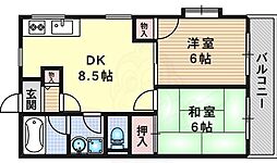 ウエストヒルパート2 2DKの間取図画像