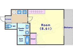 阪急京都本線 西京極駅 徒歩13分の賃貸マンション 4階1Kの間取り
