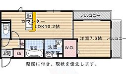 ラ・セゾン嵐山 1LDKの間取図画像