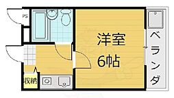 京阪本線 中書島駅 徒歩5分の賃貸マンション 1階1Kの間取り