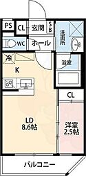 エストゥルース京都II 1LDKの間取図画像