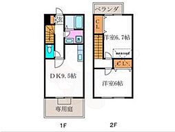 パレ・ヴェール 2DKの間取図画像