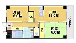 プルーリオン上桂 2LDKの間取図画像
