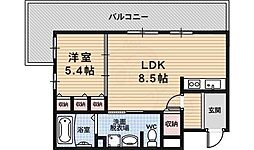 アテナリー右京 1DKの間取図画像