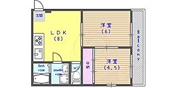 リアライズ京都沓掛 2DKの間取図画像
