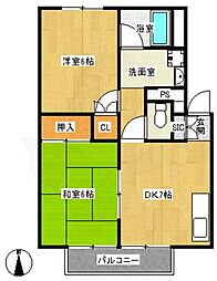 ヴュー深草 2DKの間取図画像