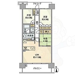 京都桂川つむぎの街ブライトスクエア 3LDKの間取図画像