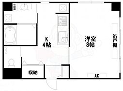第8パールハイツ安井 1Kの間取図画像