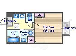 サンクトスコート京都駅北 1Kの間取図画像
