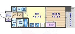 ベラジオ雅び西大路高辻 1DKの間取図画像