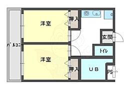 アブレスト四条大宮 2Kの間取図画像