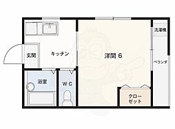 泉谷染工キングズコート 1Kの間取図画像