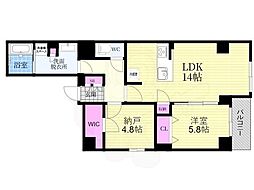 ジオ河原町二条 1SLDKの間取図画像