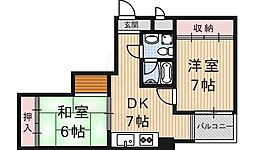 マンションアムール 2DKの間取図画像
