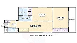エスポワール麩屋町 2DKの間取図画像