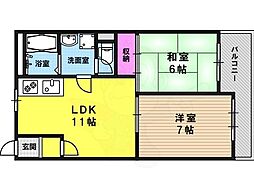 ソーラー福原21 2LDKの間取図画像