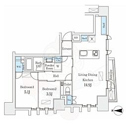 STANDZ京都二条 2LDKの間取図画像