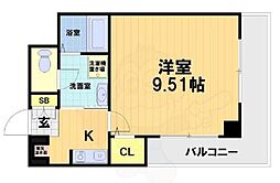 エリーフラッツ上桂 1Kの間取図画像