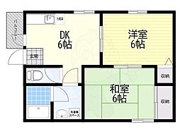 片山ハイツ 2DKの間取図画像