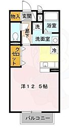ラ・フローラル・ツイン1 ワンルームの間取図画像