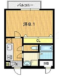 シャルレ1番館 1Kの間取図画像