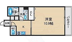 宝源ビル 1Kの間取図画像