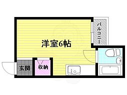 菊地第三マンション ワンルームの間取図画像