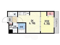 MJC京都EsTRUTH 1DKの間取図画像