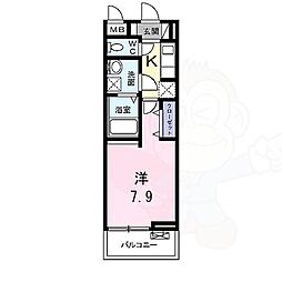 グリーンハイツ向日 1Kの間取図画像