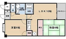 セーブル葛野 2LDKの間取図画像