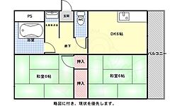 コーポ嵯峨野 2DKの間取図画像