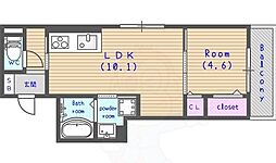アレーズ向日町 1LDKの間取図画像