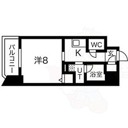 ジョイシティ二条城前 1Kの間取図画像