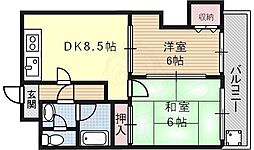 ロイヤル・ハイツ西沢 2DKの間取図画像