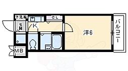 リーガル京都河原町2 1Kの間取図画像