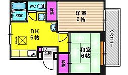 ユニティー小林 2DKの間取図画像