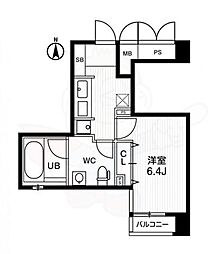 アーバンフラッツ四条西洞院 1Kの間取図画像