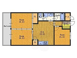 グリシーヌ京都西京極 3LDKの間取図画像