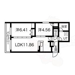 イスターナイマイ鴨川西 2LDKの間取図画像
