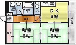 シャロム吉祥院 2DKの間取図画像