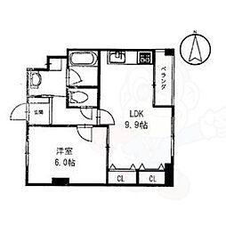 リエス西院 1LDKの間取図画像