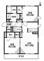 カサベルデYASHIRO 2LDKの間取図画像